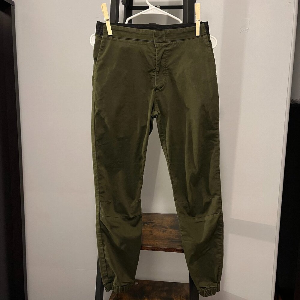 Zara High Waist Twill Joggers - Slim Fit - Olive Green - Size S